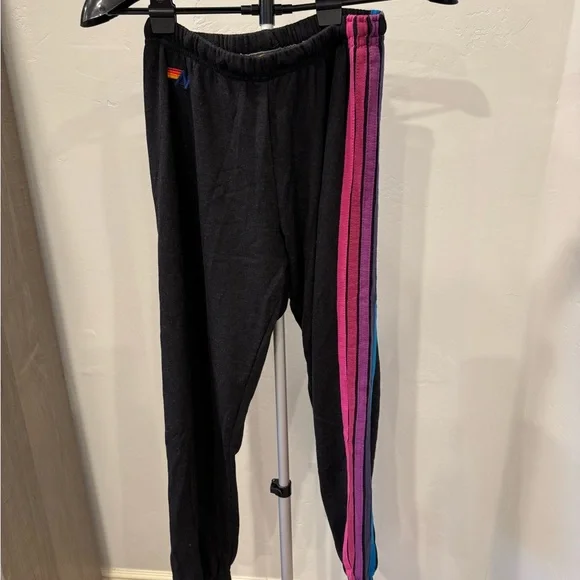 Aviator Nation 5 STRIPE SWEATPANTS - CHARCOAL - EUC Medium - Picture 2 of 7